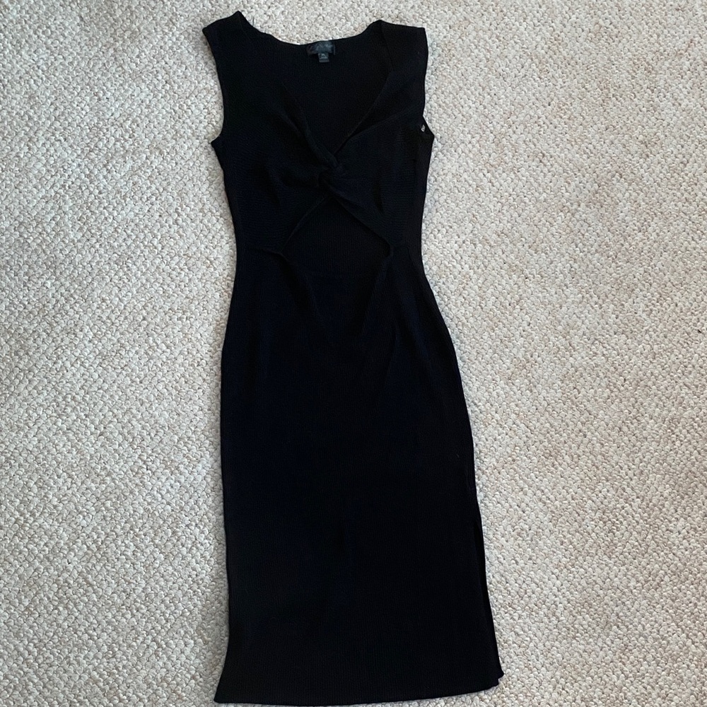 Classic Black Sleeveless Twist-Front Dress